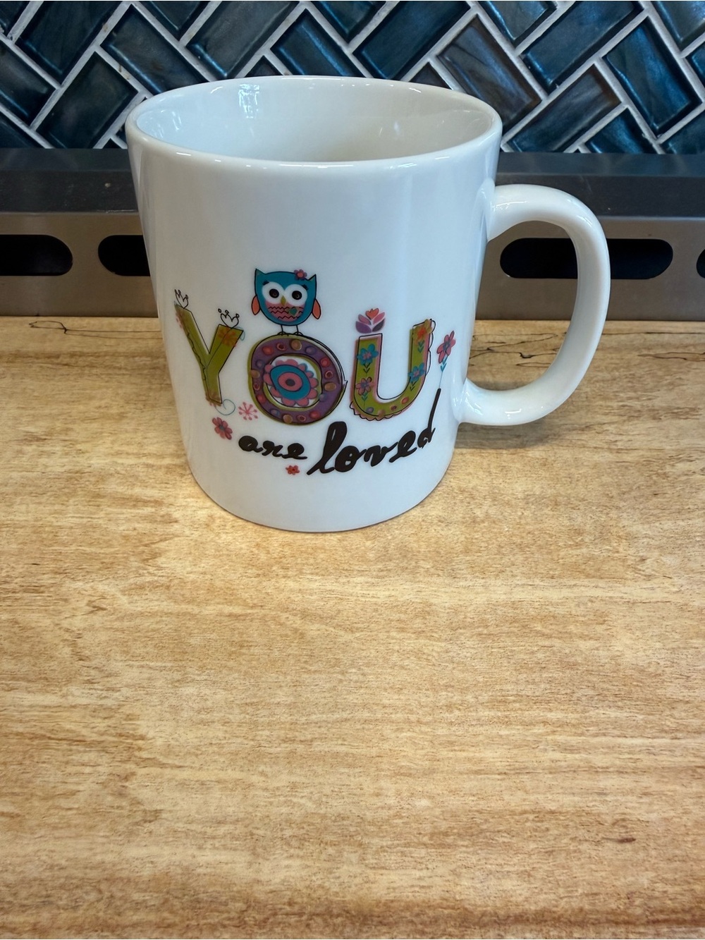 NATURAL LIFE White Ceramic Mug with Colorful Owl 'YOU are loved' Design